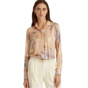Ralph Lauren Floral Metallic Georgette Shirt